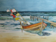 Boot am strand %28c%29 aquarell von frank koebsch k